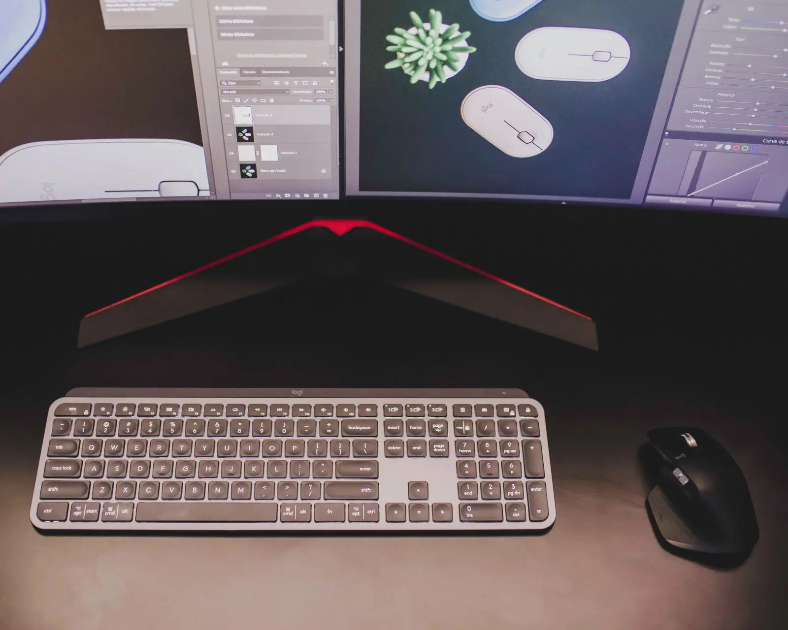 Monitores de diseño y periféricos de trabajo creativo